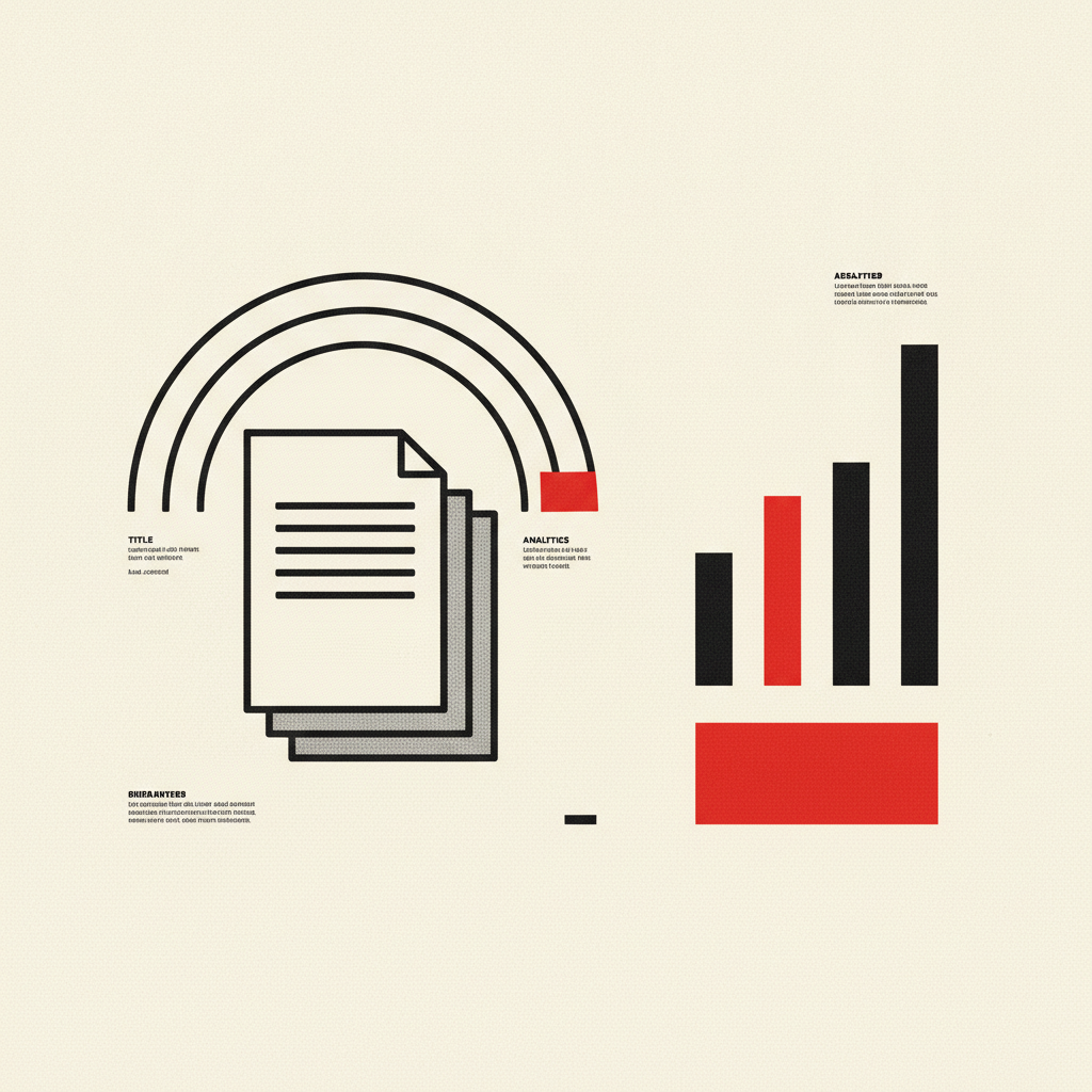 Editorial illustration: access arc over documents with a red last-accessed mark