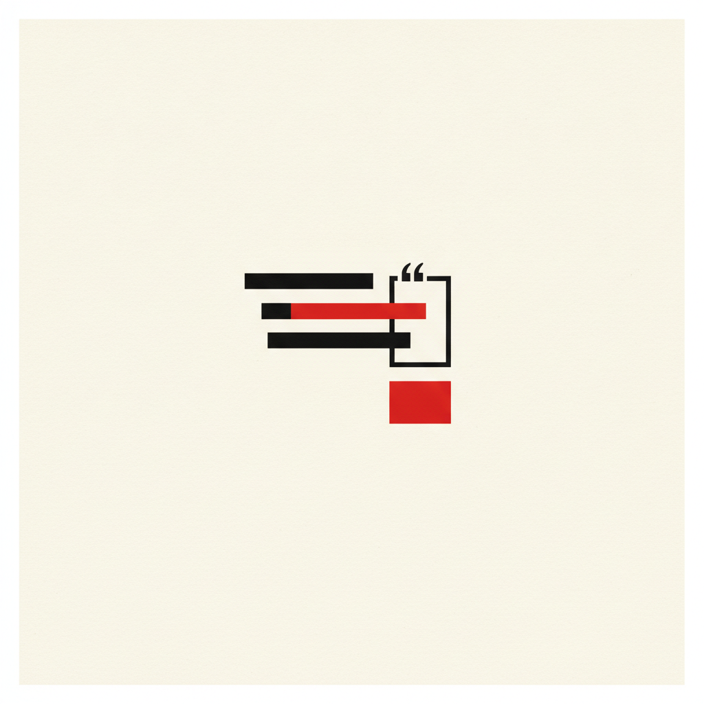 Editorial illustration: prioritised inbox bars with a signal-red accent and citation ticks