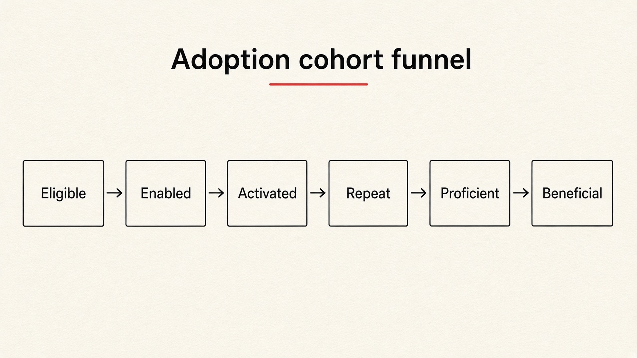 Cohort adoption funnel: Eligible through Beneficial.