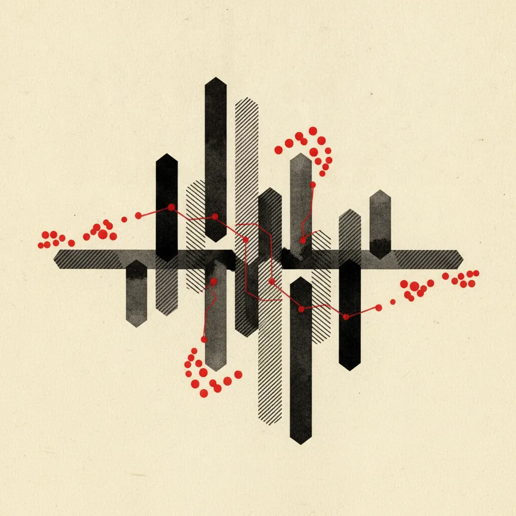 Abstract waveform graphic in brand colours for 12 Panes TV.